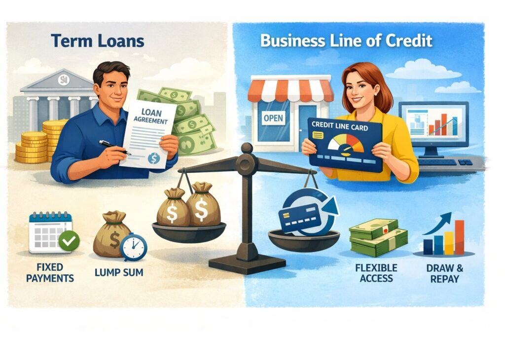 How Business Lines of Credit Work in Term Loans vs Business Lines of Credit Choices