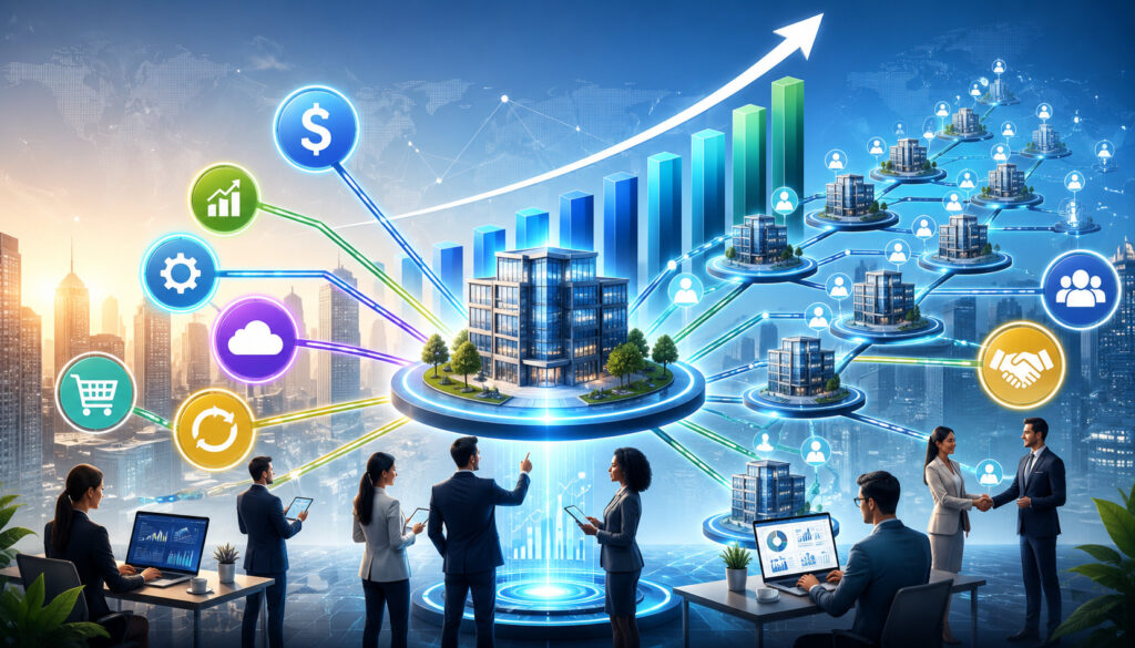 Scalable business growth with revenue opportunities and connected digital networks