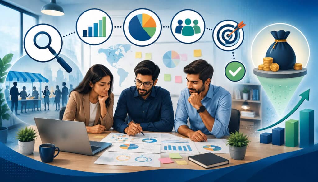 Startup team validating market demand before seeking funding