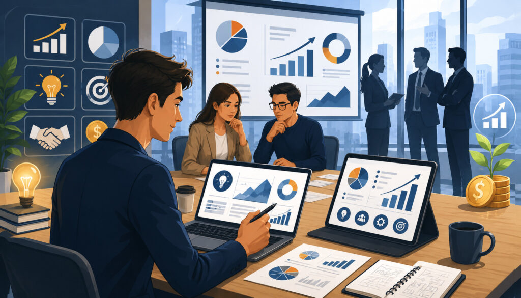 Investor-ready pitch deck preparation illustration