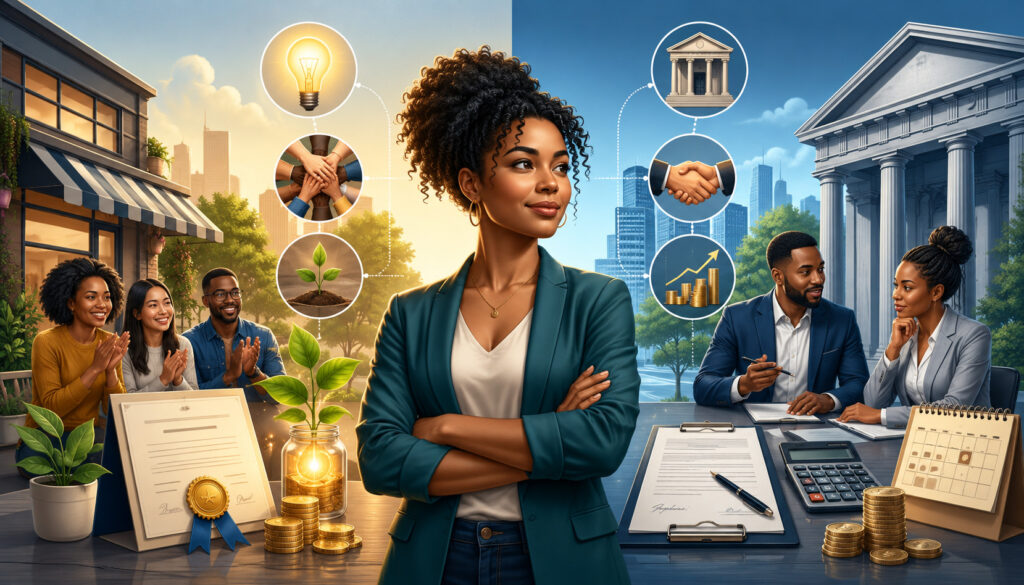 Minority business grants and loans comparison illustration