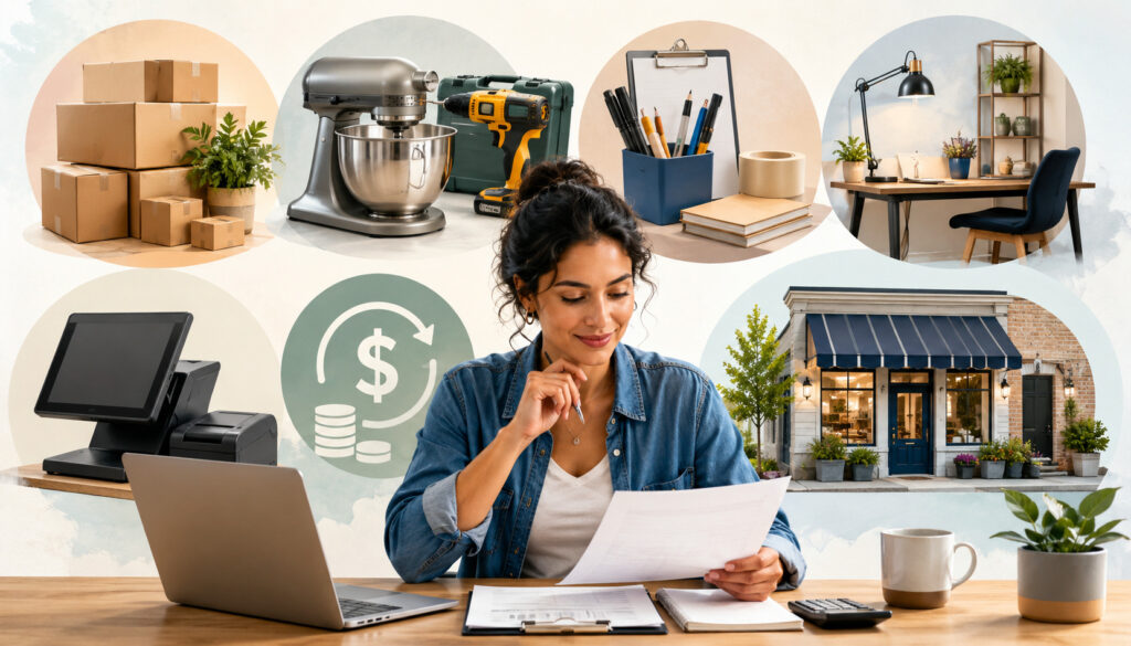 Small business owner planning SBA microloan fund uses for inventory, equipment, supplies, and working capital